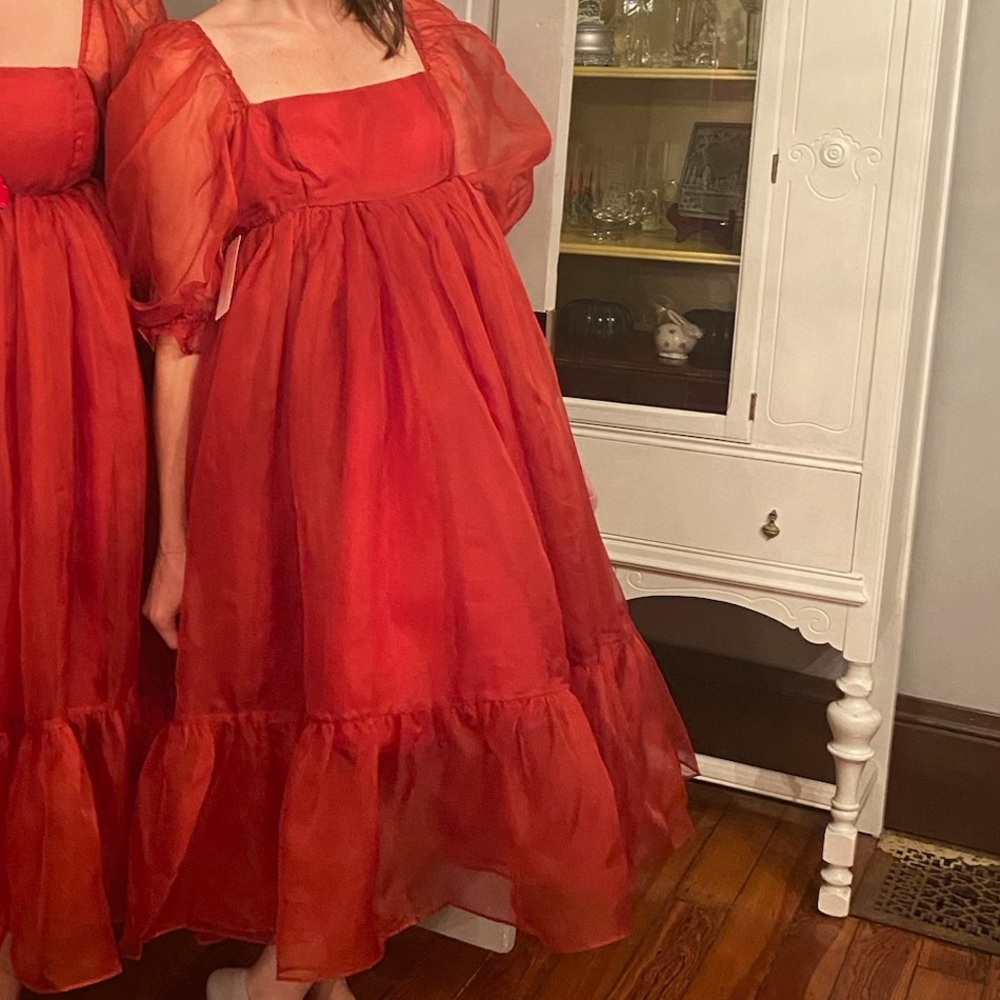 Selkie red silk gauze French puff dress - perfect for eras tour (RED era) xxs - Picture 7 of 8